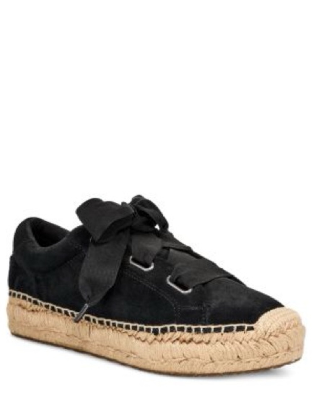 UGG Brianna Black Suede Espadrille Sneaker with Bow Laces